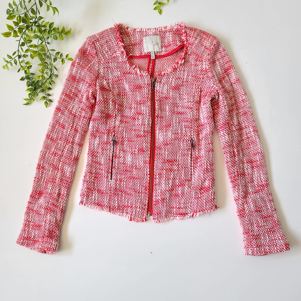 Joie Red and White Tweed Blazer size XS